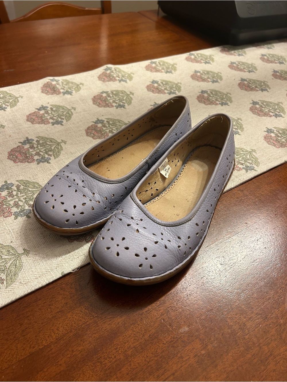 Lands' End Lilac Perforated Leather Flats